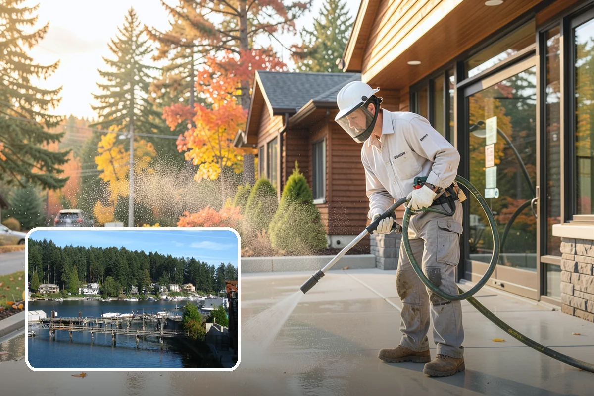 Bar & Restaurant Patio Cleaning in Gig Harbor, Pierce County, WA - Breaks down grease and sugar ground into patio surfaces