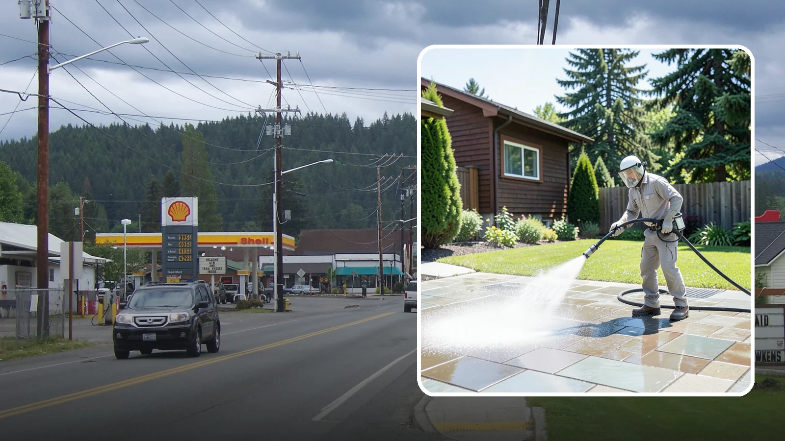 Bar & Restaurant Patio Cleaning in Granite Falls, Snohomish County, WA - Deep patio cleaning for bars and restaurants that removes grease, food spills, gum, and algae from the outdoor dining areas...