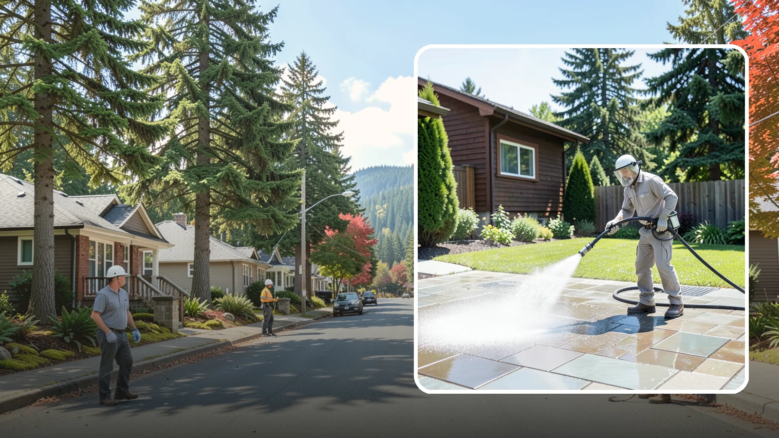 Bar & Restaurant Patio Cleaning in Hunts Point, King County, WA - Deep patio cleaning for bars and restaurants that removes grease, food spills, gum, and algae from the outdoor dining areas...