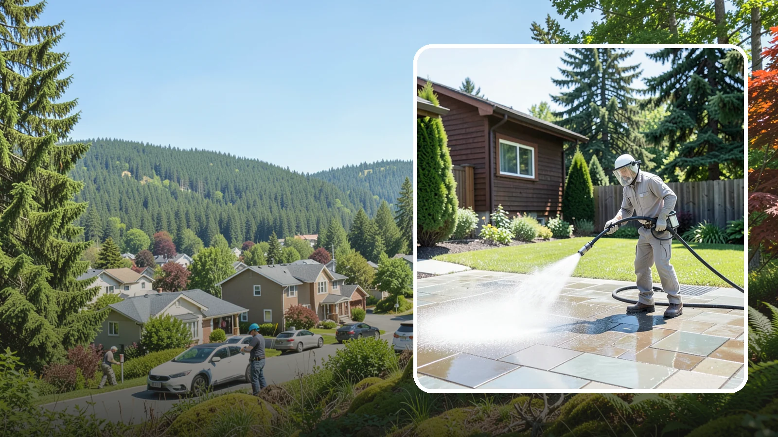 Bar & Restaurant Patio Cleaning in Index, Snohomish County, WA - Deep patio cleaning for bars and restaurants that removes grease, food spills, gum, and algae from the outdoor dining areas...