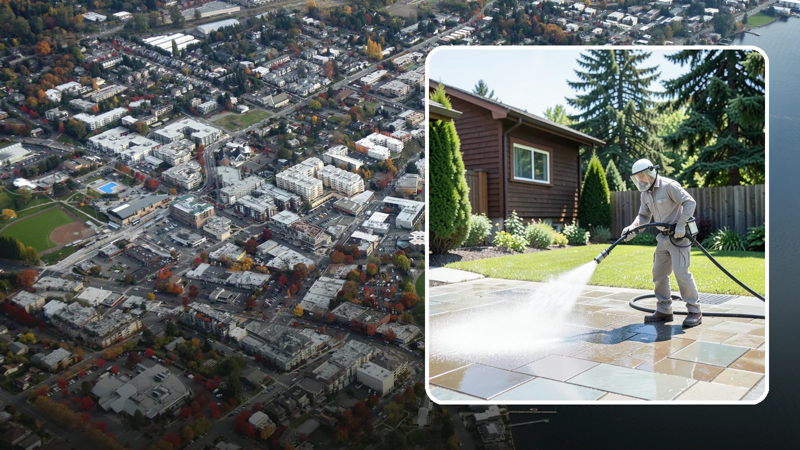 Bar & Restaurant Patio Cleaning in Kirkland, King County, WA - Deep patio cleaning for bars and restaurants that removes grease, food spills, gum, and algae from the outdoor dining areas...