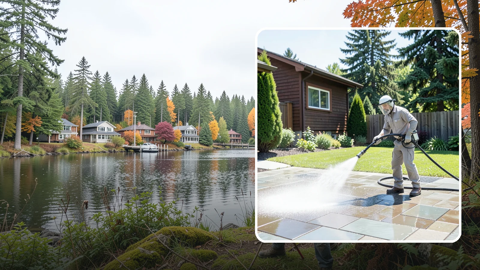 Bar & Restaurant Patio Cleaning in La Conner, Skagit County, WA - Deep patio cleaning for bars and restaurants that removes grease, food spills, gum, and algae from the outdoor dining areas...