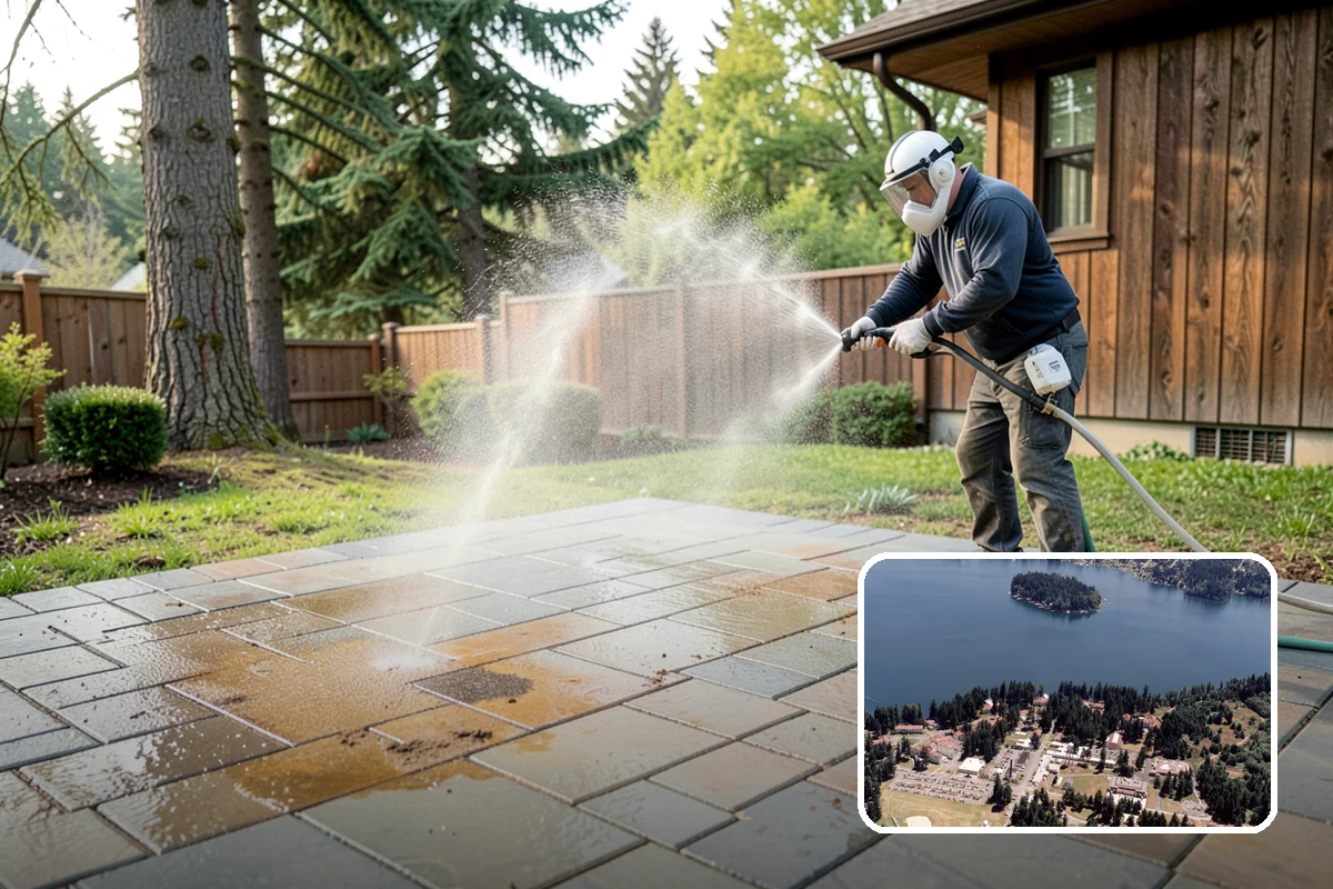 Bar & Restaurant Patio Cleaning in Lakewood, Pierce County, WA - Breaks down grease and sugar ground into patio surfaces