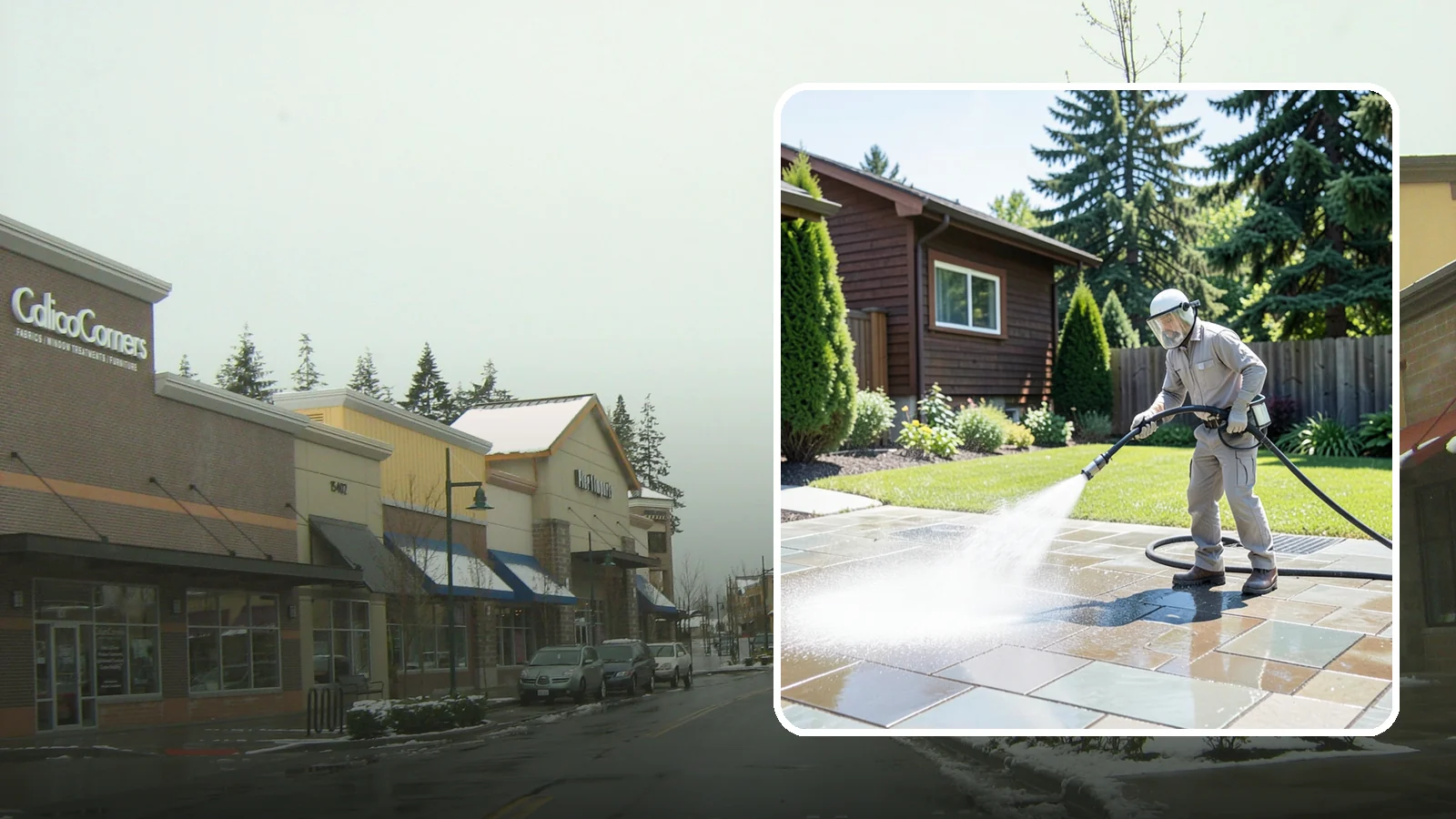 Bar & Restaurant Patio Cleaning in Mill Creek, Snohomish County, WA - Deep patio cleaning for bars and restaurants that removes grease, food spills, gum, and algae from the outdoor dining areas...