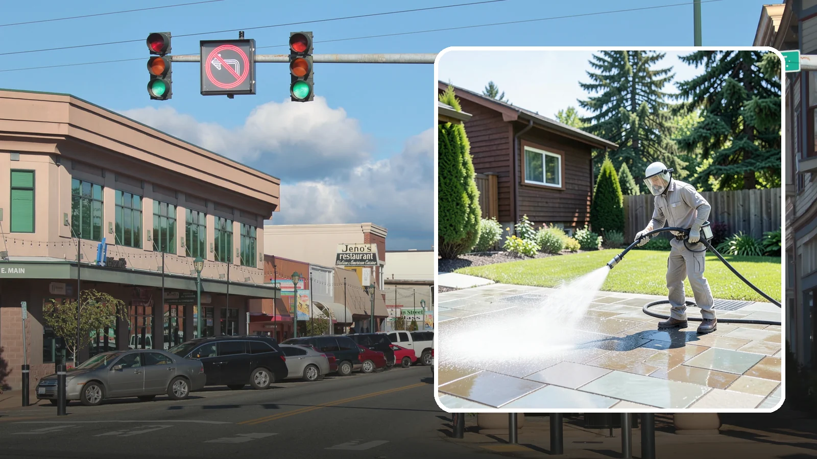 Bar & Restaurant Patio Cleaning in Monroe, Snohomish County, WA - Deep patio cleaning for bars and restaurants that removes grease, food spills, gum, and algae from the outdoor dining areas...
