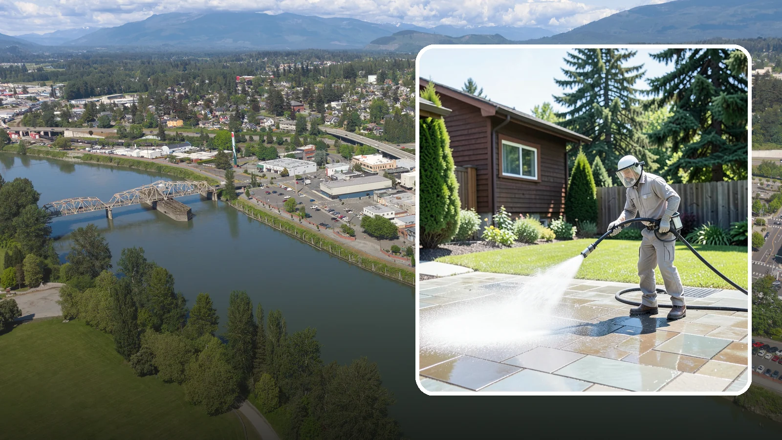 Bar & Restaurant Patio Cleaning in Mount Vernon, Skagit County, WA - Deep patio cleaning for bars and restaurants that removes grease, food spills, gum, and algae from the outdoor dining areas...