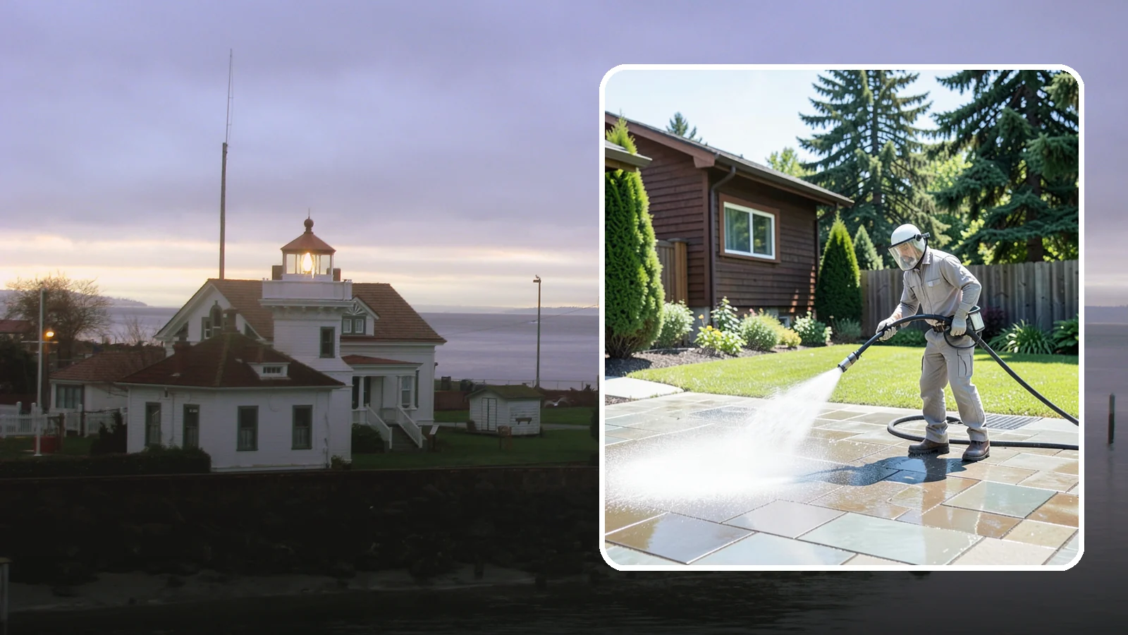 Bar & Restaurant Patio Cleaning in Mukilteo, Snohomish County, WA - Deep patio cleaning for bars and restaurants that removes grease, food spills, gum, and algae from the outdoor dining areas...