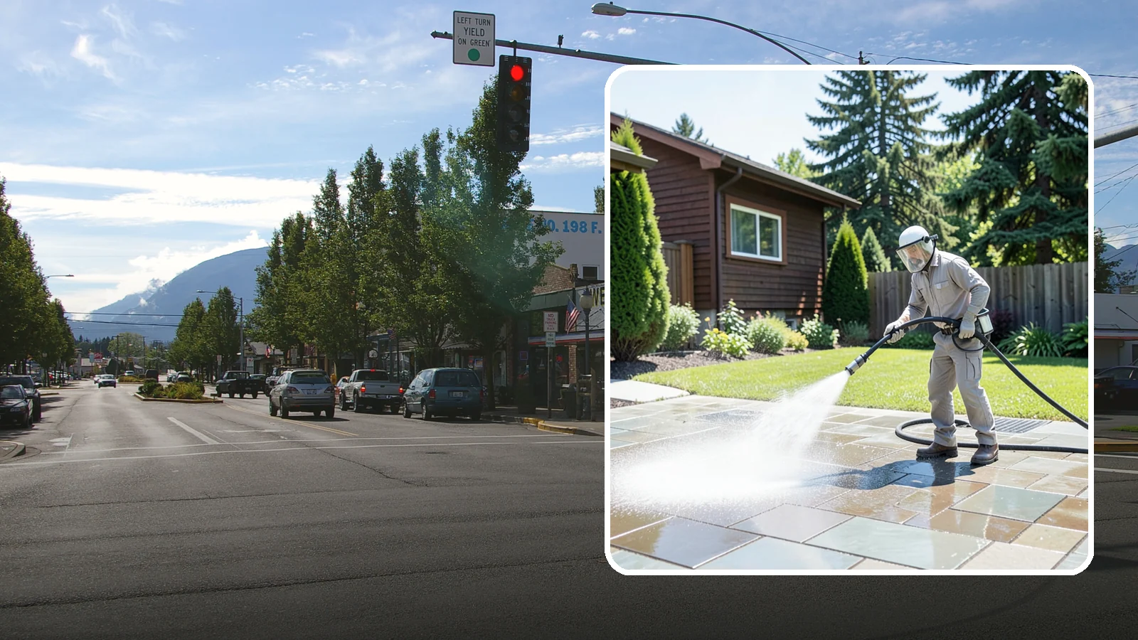 Bar & Restaurant Patio Cleaning in North Bend, King County, WA - Deep patio cleaning for bars and restaurants that removes grease, food spills, gum, and algae from the outdoor dining areas...