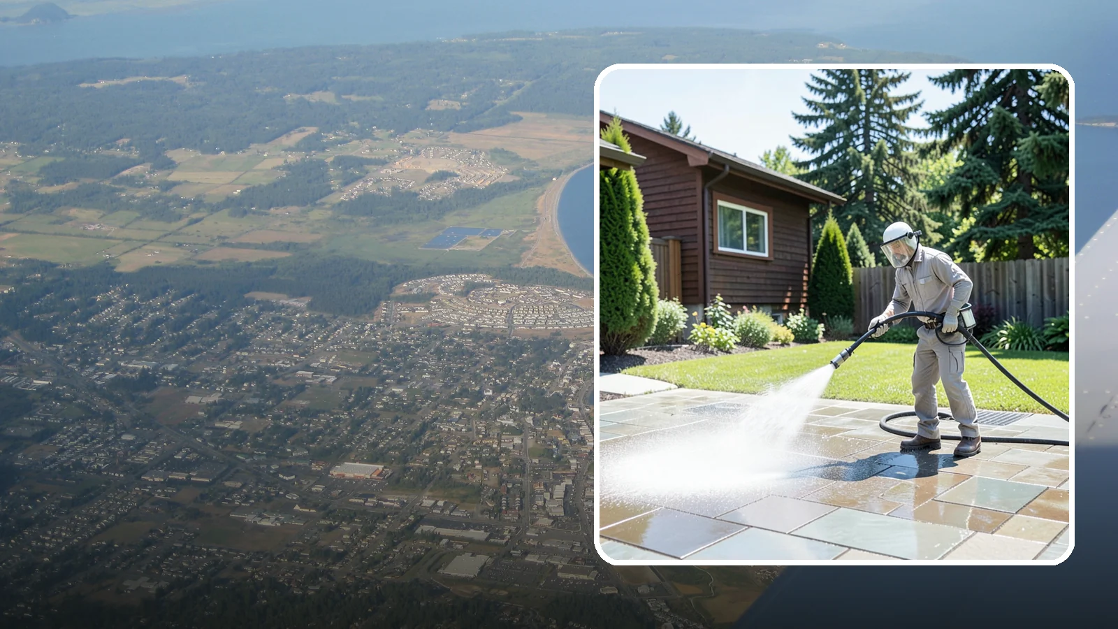 Bar & Restaurant Patio Cleaning in Oak Harbor, Island County, WA - Deep patio cleaning for bars and restaurants that removes grease, food spills, gum, and algae from the outdoor dining areas...