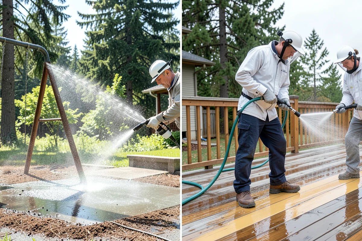 Bar & Restaurant Patio Cleaning in Pacific, King County, WA - Pre-treat greasy zones and around table and bar areas