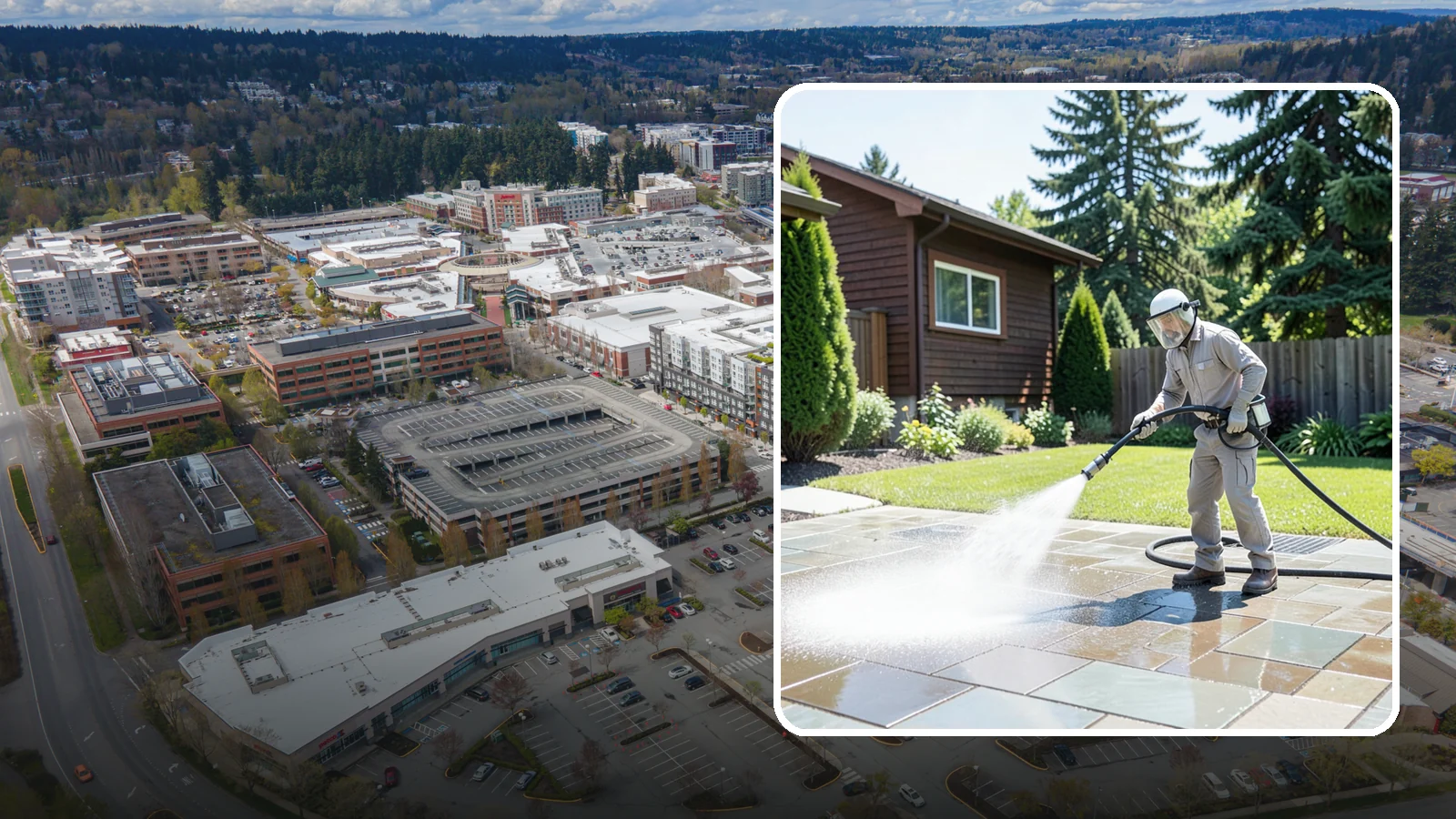 Bar & Restaurant Patio Cleaning in Redmond, King County, WA - Deep patio cleaning for bars and restaurants that removes grease, food spills, gum, and algae from the outdoor dining areas...