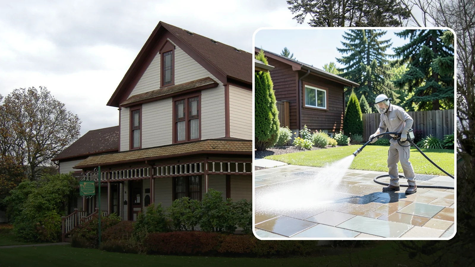 Bar & Restaurant Patio Cleaning in Sumner, Pierce County, WA - Deep patio cleaning for bars and restaurants that removes grease, food spills, gum, and algae from the outdoor dining areas...