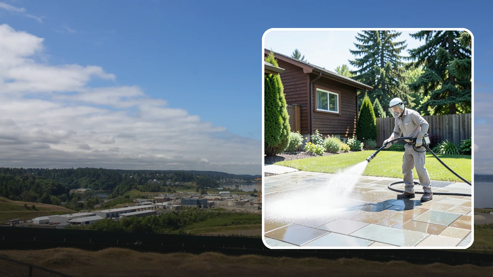 Bar & Restaurant Patio Cleaning in University Place, Pierce County, WA - Deep patio cleaning for bars and restaurants that removes grease, food spills, gum, and algae from the outdoor dining areas...