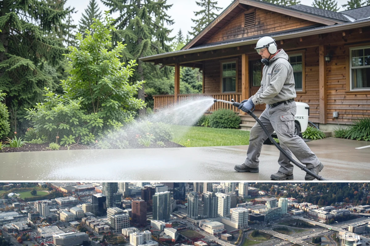 Basement Floor Cleaning in Bellevue, King County, WA - Cleaning during the drier summer months lets the space ventilate and dry faster, which is important for below-grade concrete...