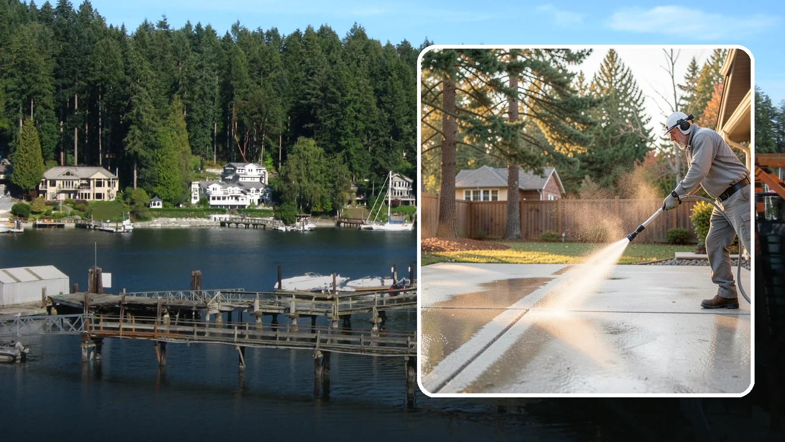 Basement Floor Cleaning in Gig Harbor, Pierce County, WA - Clean and deodorize damp basement concrete to control the musty buildup common in Washington's wet climate.