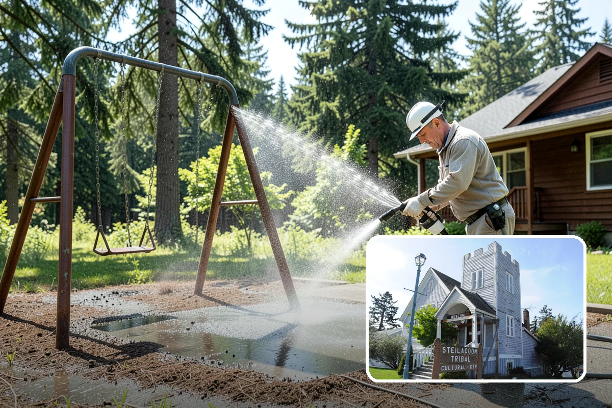 Basement Floor Cleaning in Steilacoom, Pierce County, WA - Attacks the mildew and musty smell driven by below-grade damp