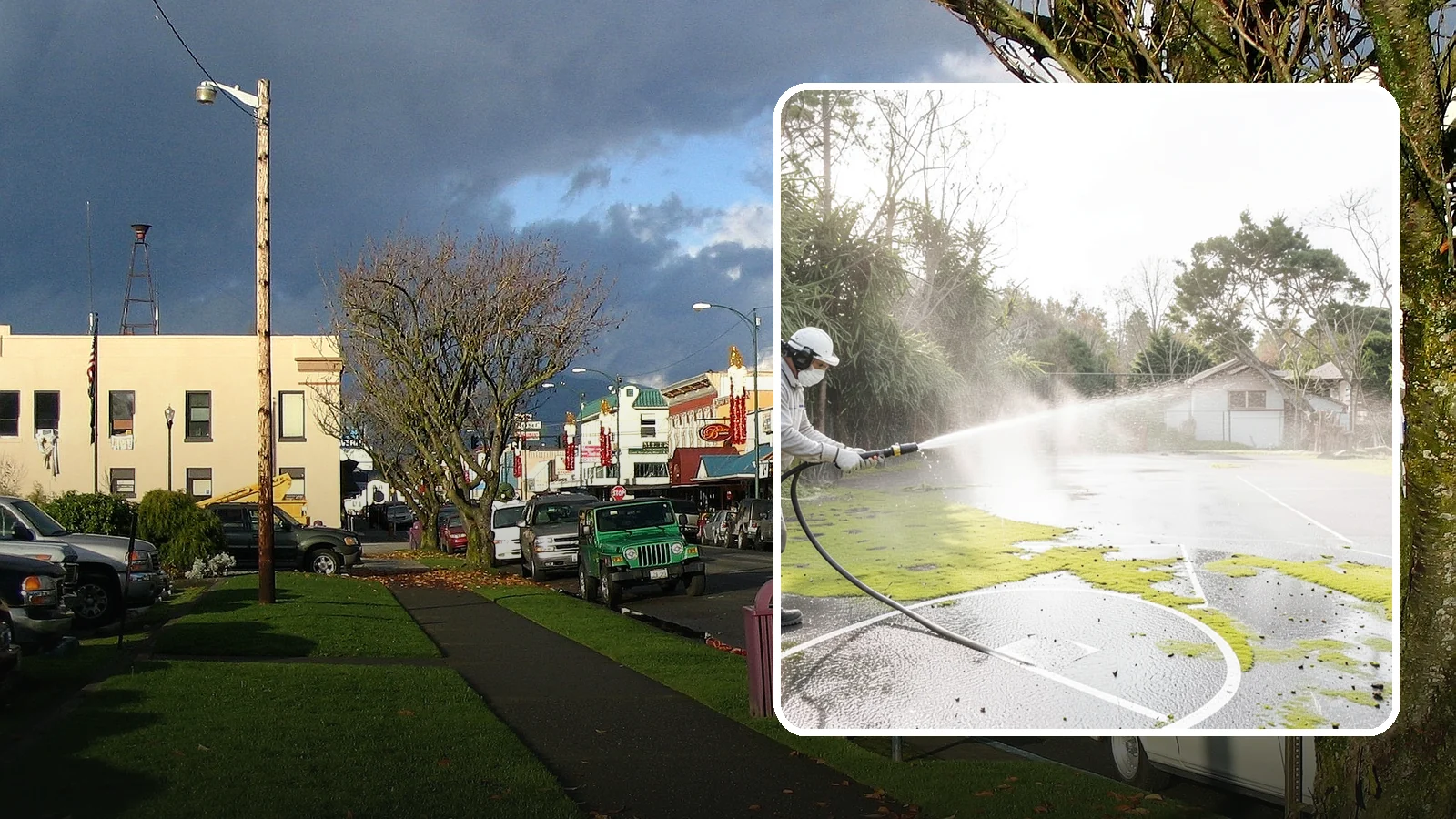 Basketball Court Cleaning in Arlington, Snohomish County, WA - We clean residential and community basketball courts, clearing the moss and algae that make Washington sport surfaces dangerously...