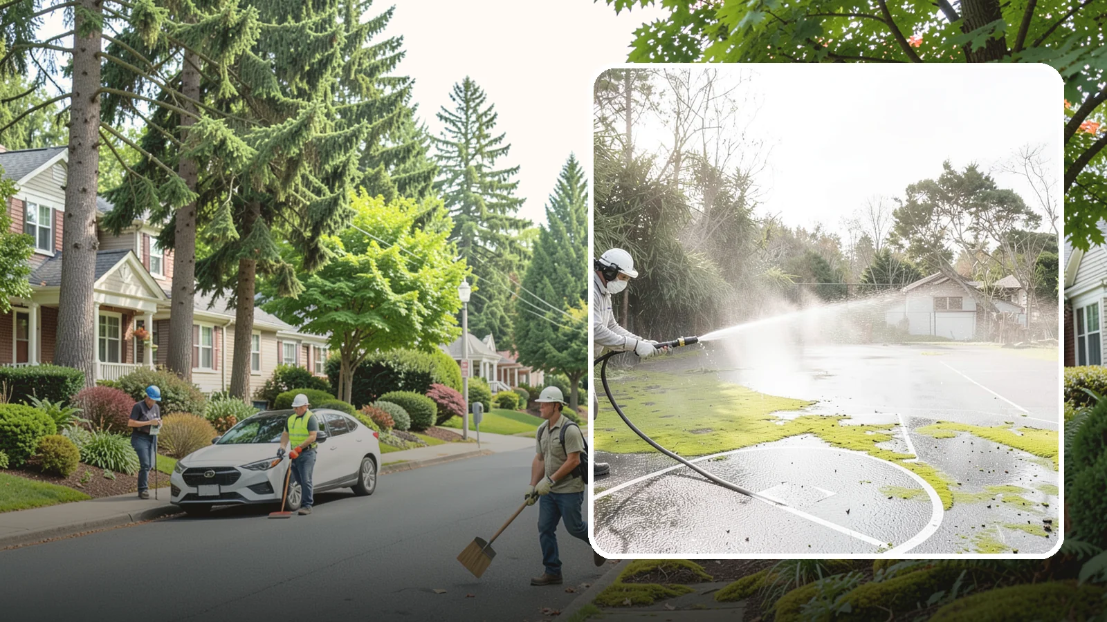 Basketball Court Cleaning in Beaux Arts Village, King County, WA - We clean residential and community basketball courts, clearing the moss and algae that make Washington sport surfaces dangerously...