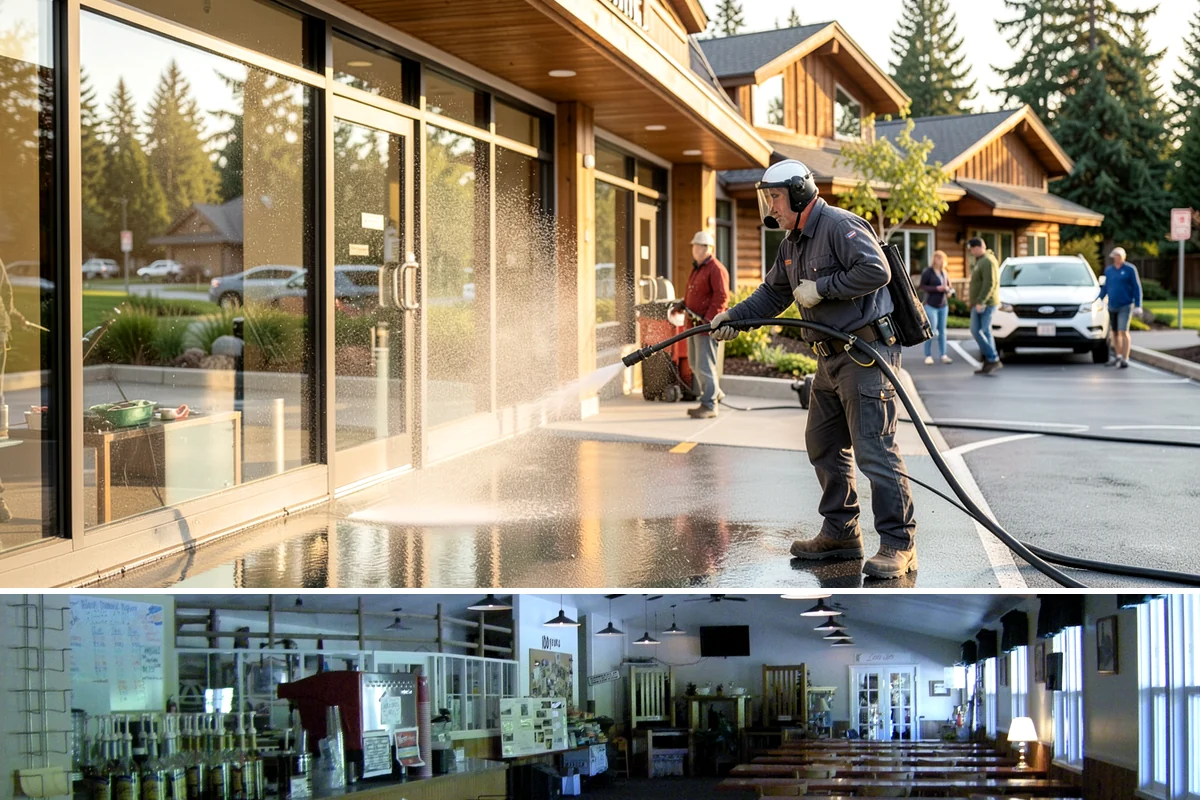 Basketball Court Cleaning in Black Diamond, King County, WA - Clean the court in late spring to shed winter moss before the outdoor playing season heats up.