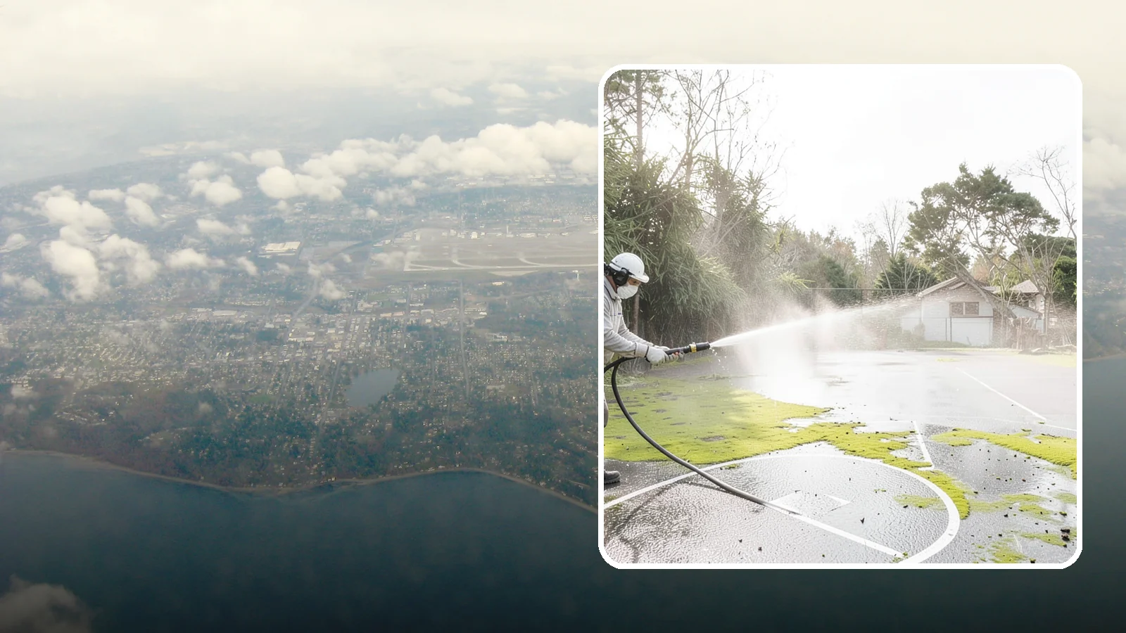 Basketball Court Cleaning in Burien, King County, WA - We clean residential and community basketball courts, clearing the moss and algae that make Washington sport surfaces dangerously...
