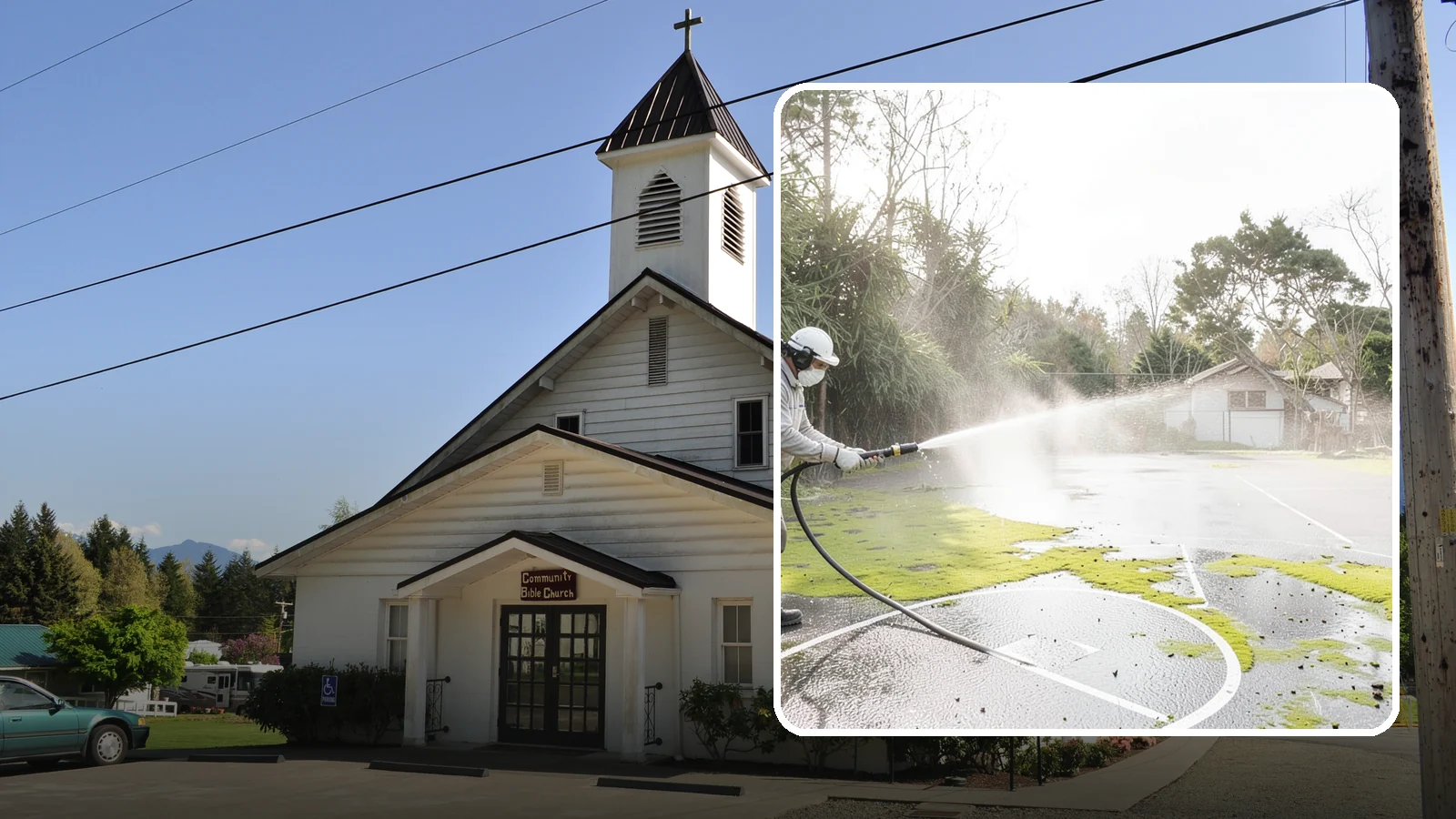 Basketball Court Cleaning in Concrete, Skagit County, WA - We clean residential and community basketball courts, clearing the moss and algae that make Washington sport surfaces dangerously...