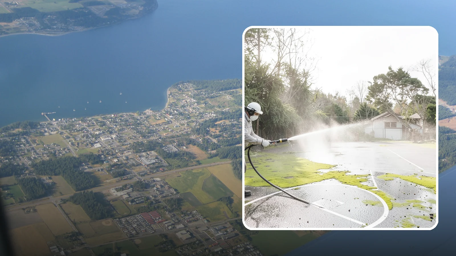 Basketball Court Cleaning in Coupeville, Island County, WA - We clean residential and community basketball courts, clearing the moss and algae that make Washington sport surfaces dangerously...