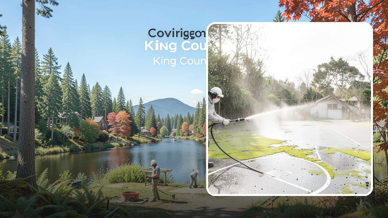 Basketball Court Cleaning in Covington, King County, WA - We clean residential and community basketball courts, clearing the moss and algae that make Washington sport surfaces dangerously...