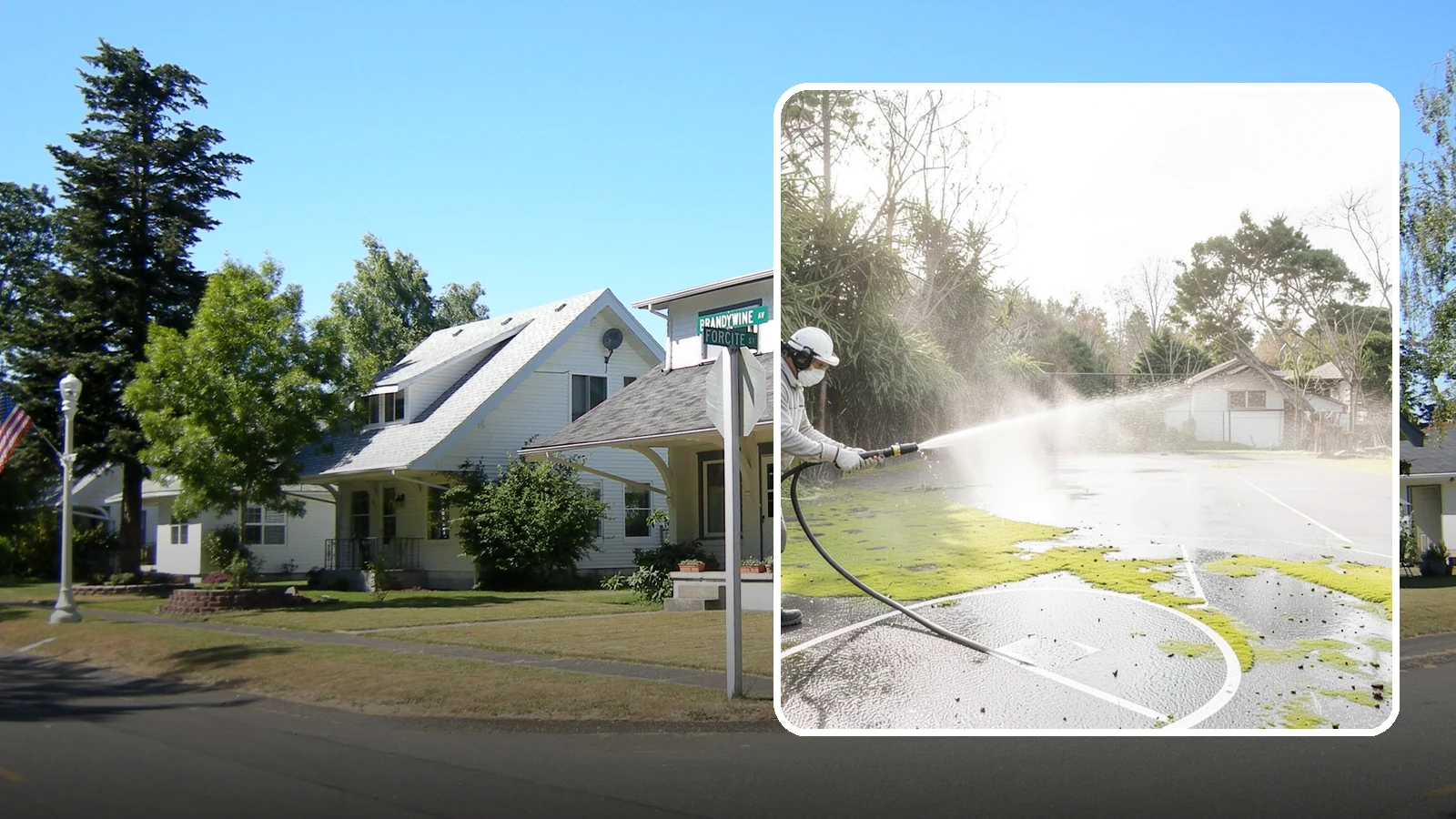 Basketball Court Cleaning in DuPont, Pierce County, WA - We clean residential and community basketball courts, clearing the moss and algae that make Washington sport surfaces dangerously...