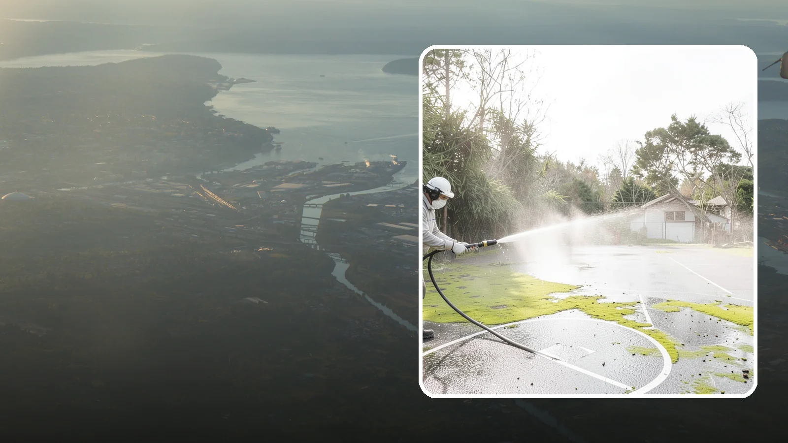 Basketball Court Cleaning in Fife, Pierce County, WA - We clean residential and community basketball courts, clearing the moss and algae that make Washington sport surfaces dangerously...