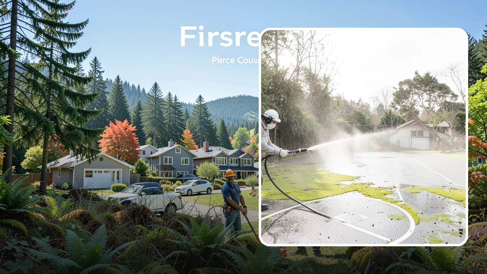 Basketball Court Cleaning in Fircrest, Pierce County, WA - We clean residential and community basketball courts, clearing the moss and algae that make Washington sport surfaces dangerously...