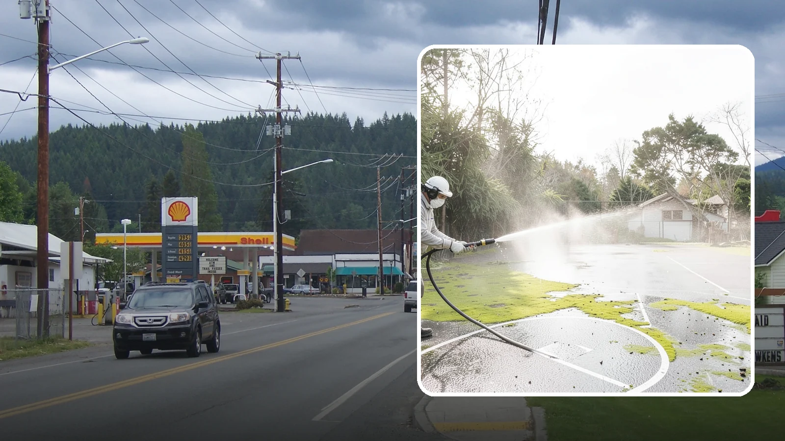 Basketball Court Cleaning in Granite Falls, Snohomish County, WA - We clean residential and community basketball courts, clearing the moss and algae that make Washington sport surfaces dangerously...