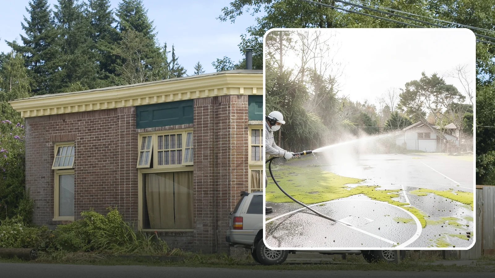 Basketball Court Cleaning in Hamilton, Skagit County, WA - We clean residential and community basketball courts, clearing the moss and algae that make Washington sport surfaces dangerously...