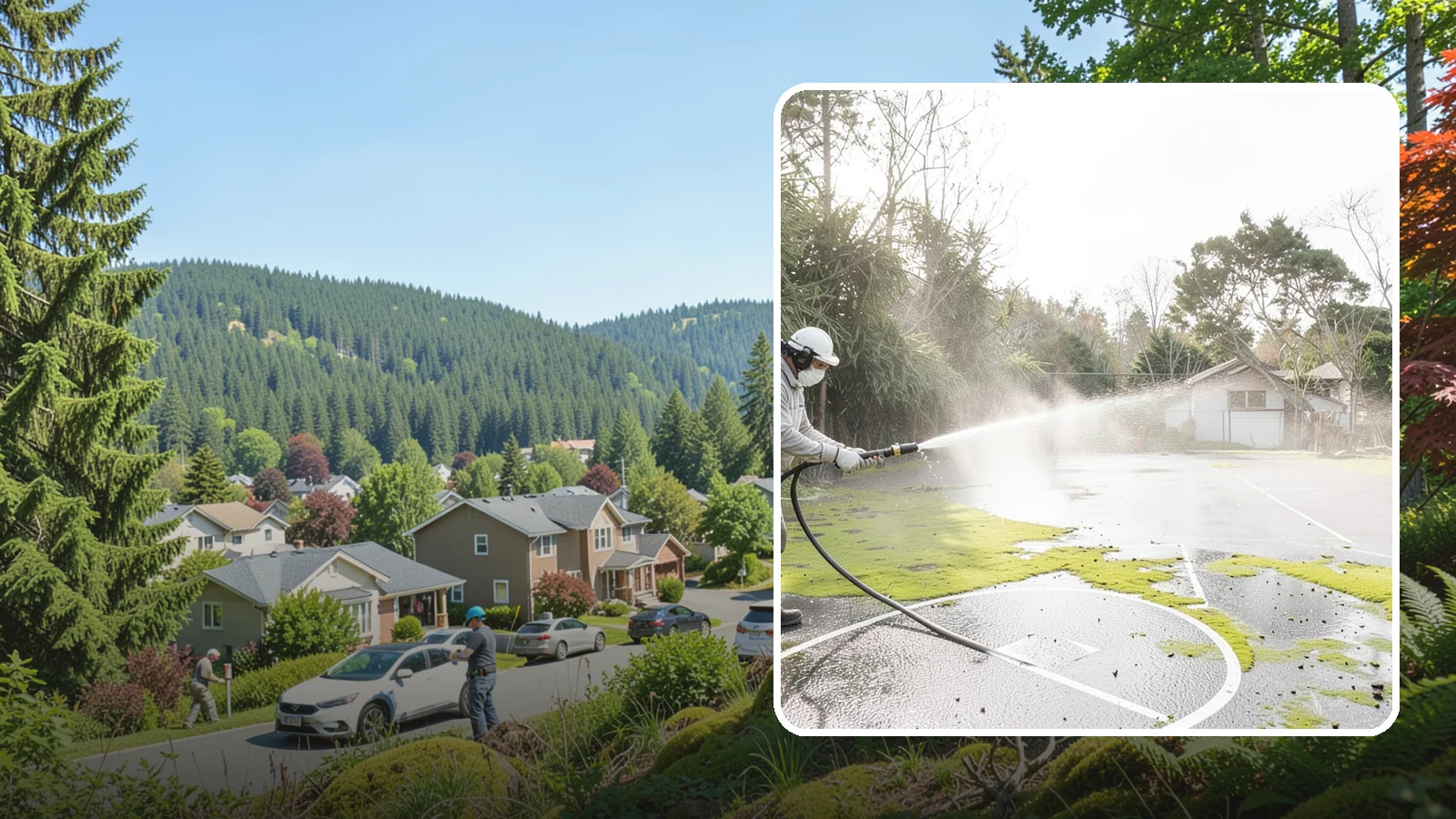Basketball Court Cleaning in Index, Snohomish County, WA - We clean residential and community basketball courts, clearing the moss and algae that make Washington sport surfaces dangerously...