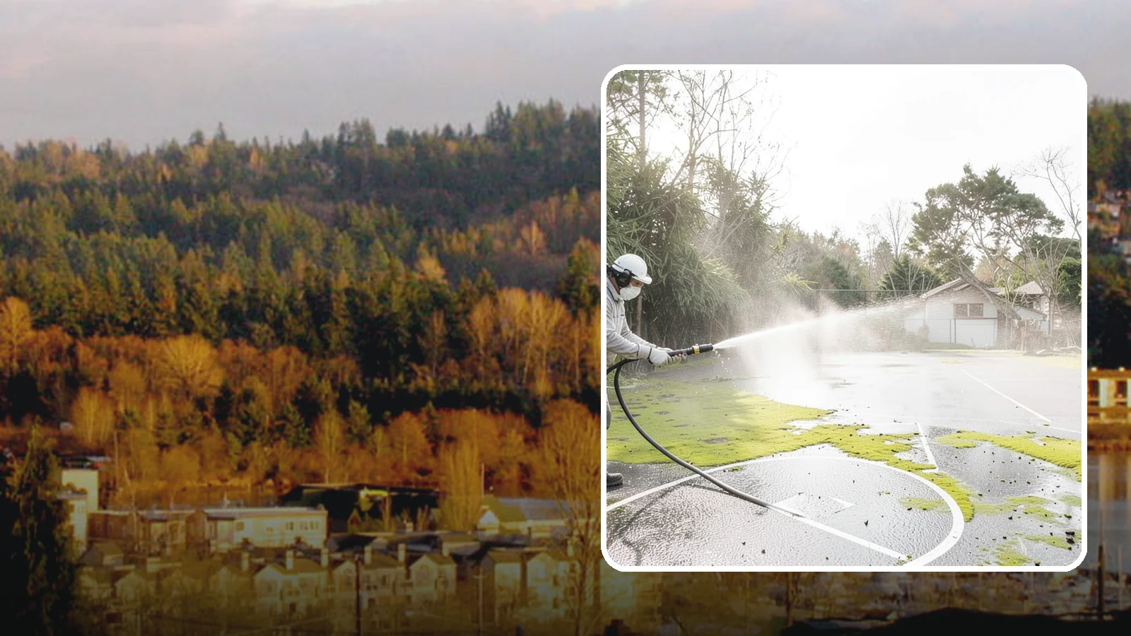 Basketball Court Cleaning in Kenmore, King County, WA - We clean residential and community basketball courts, clearing the moss and algae that make Washington sport surfaces dangerously...