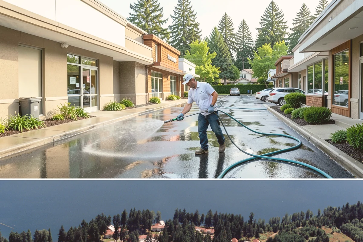 Basketball Court Cleaning in Lakewood, Pierce County, WA - Clean the court in late spring to shed winter moss before the outdoor playing season heats up.