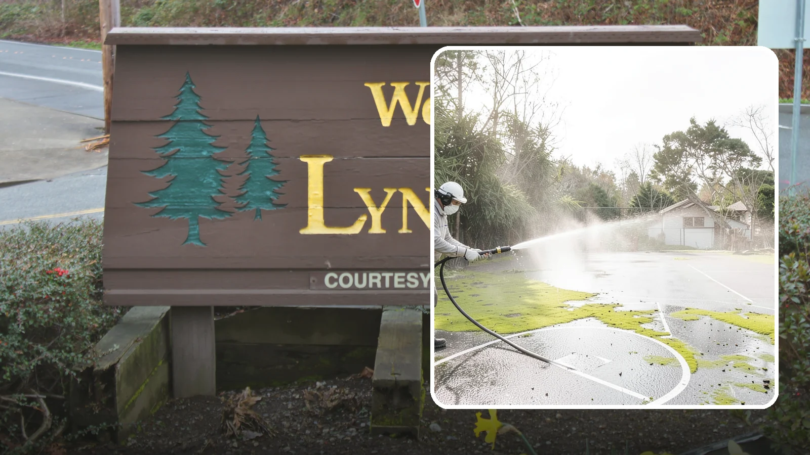 Basketball Court Cleaning in Lynnwood, Snohomish County, WA - We clean residential and community basketball courts, clearing the moss and algae that make Washington sport surfaces dangerously...