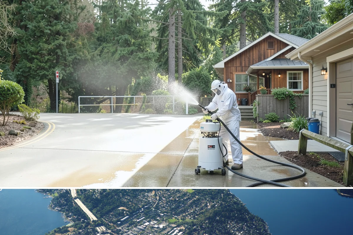 Basketball Court Cleaning in Mercer Island, King County, WA - Clean the court in late spring to shed winter moss before the outdoor playing season heats up.