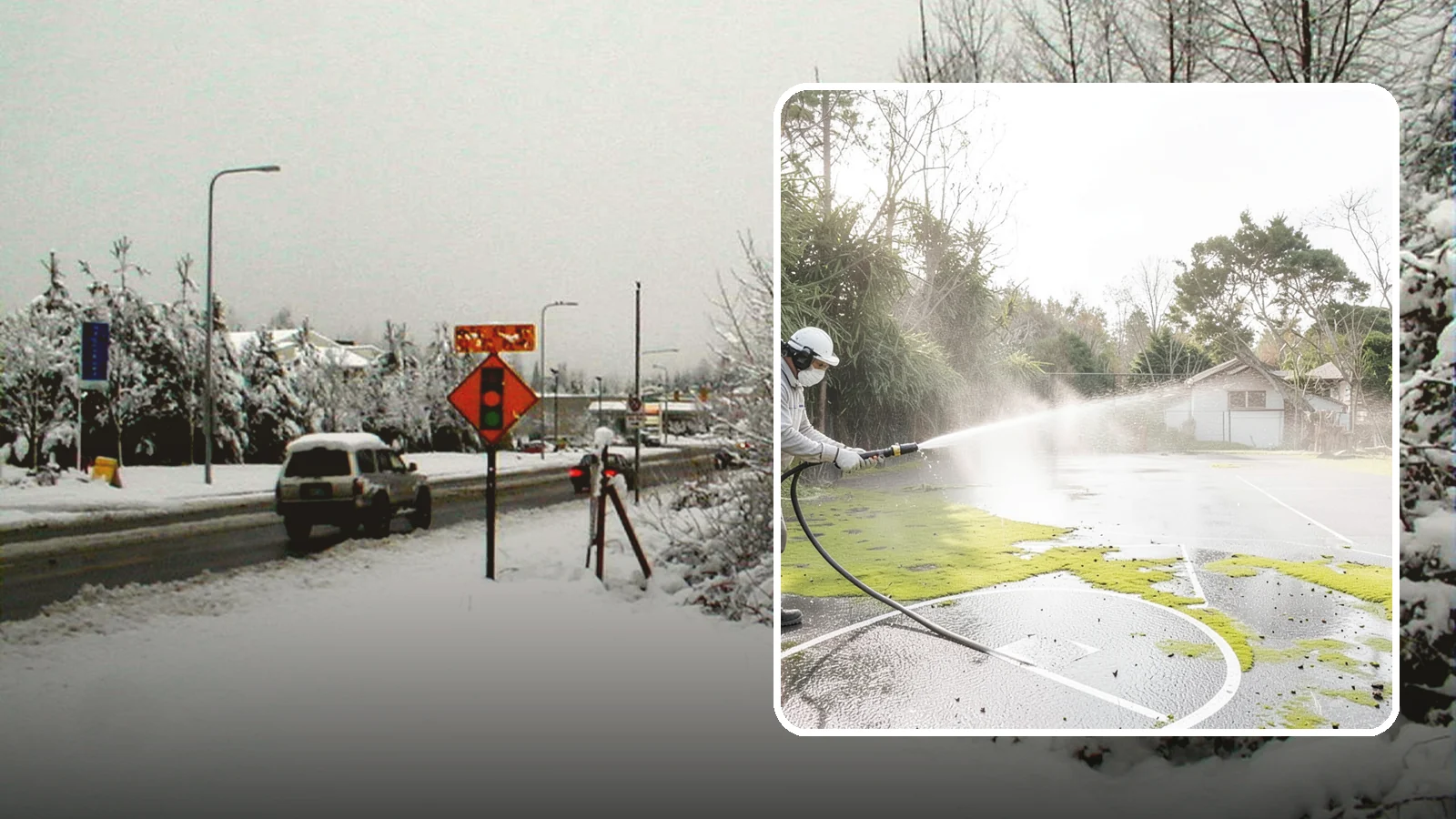 Basketball Court Cleaning in Newcastle, King County, WA - We clean residential and community basketball courts, clearing the moss and algae that make Washington sport surfaces dangerously...