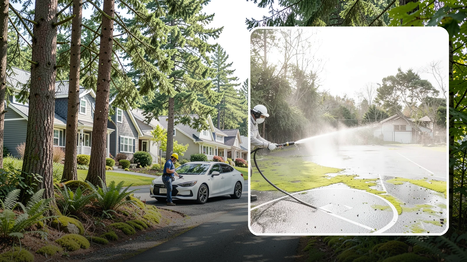 Basketball Court Cleaning in Normandy Park, King County, WA - We clean residential and community basketball courts, clearing the moss and algae that make Washington sport surfaces dangerously...