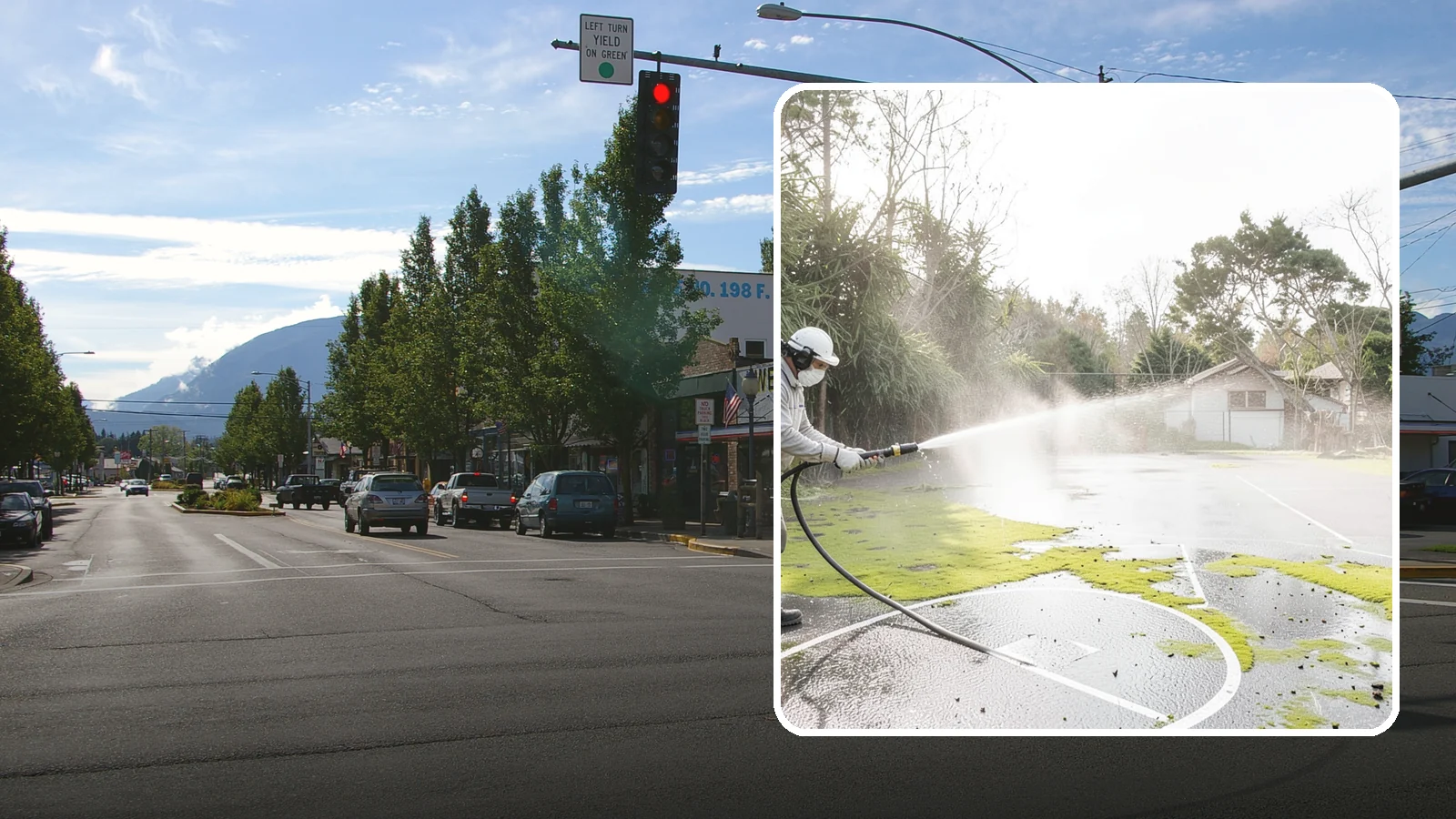 Basketball Court Cleaning in North Bend, King County, WA - We clean residential and community basketball courts, clearing the moss and algae that make Washington sport surfaces dangerously...