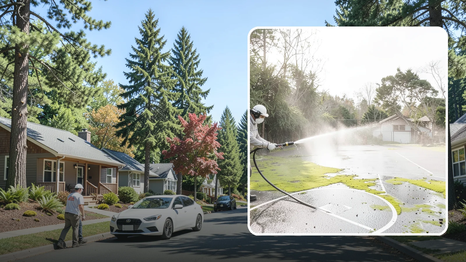 Basketball Court Cleaning in Orting, Pierce County, WA - We clean residential and community basketball courts, clearing the moss and algae that make Washington sport surfaces dangerously...