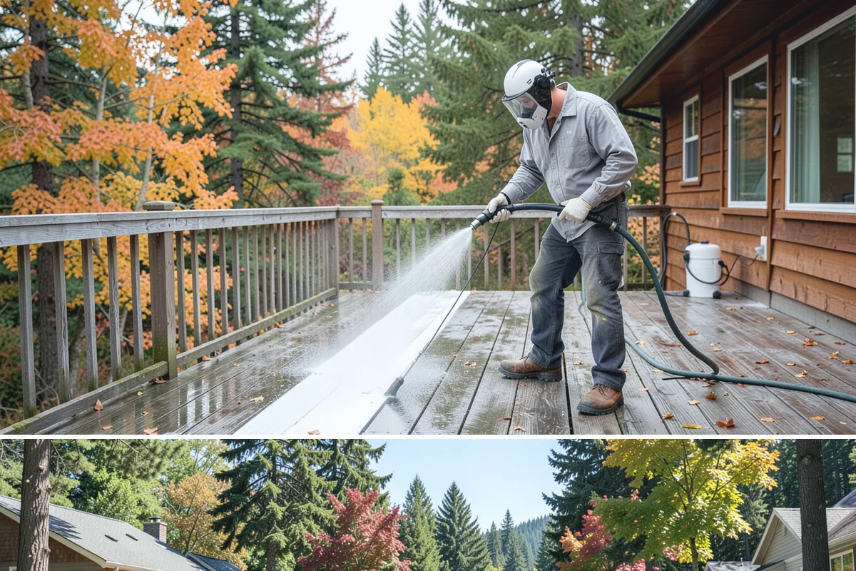 Basketball Court Cleaning in Orting, Pierce County, WA - Clean the court in late spring to shed winter moss before the outdoor playing season heats up.
