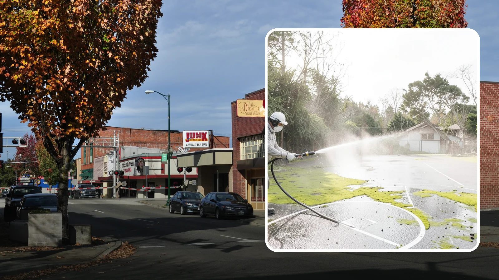 Basketball Court Cleaning in Puyallup, Pierce County, WA - We clean residential and community basketball courts, clearing the moss and algae that make Washington sport surfaces dangerously...