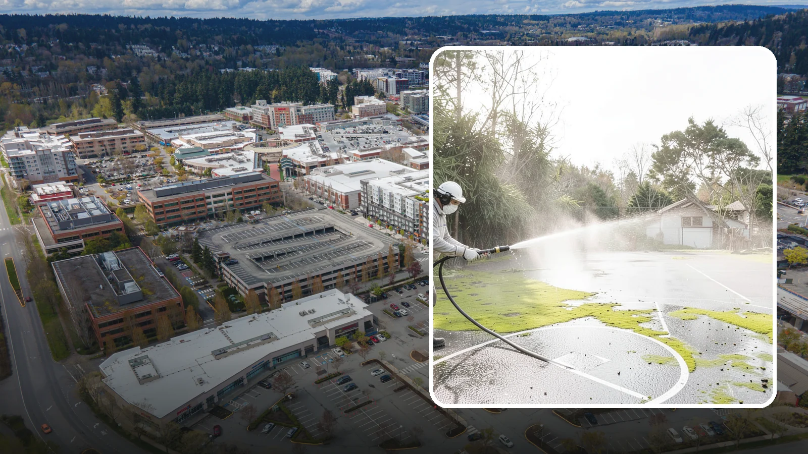 Basketball Court Cleaning in Redmond, King County, WA - We clean residential and community basketball courts, clearing the moss and algae that make Washington sport surfaces dangerously...