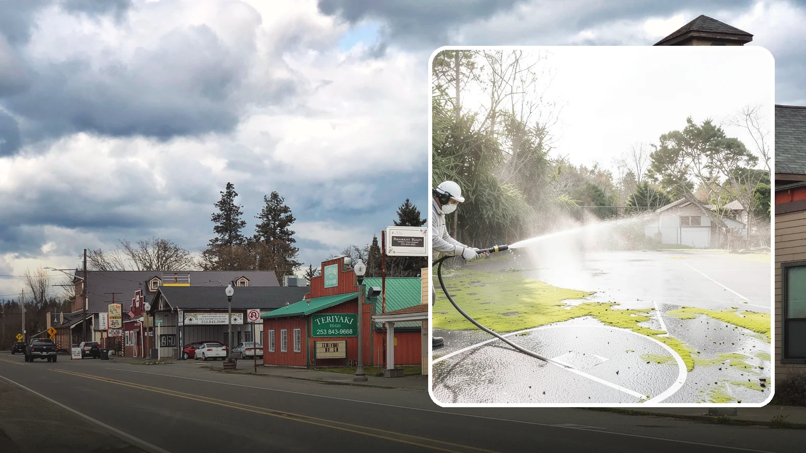 Basketball Court Cleaning in Roy, Pierce County, WA - We clean residential and community basketball courts, clearing the moss and algae that make Washington sport surfaces dangerously...