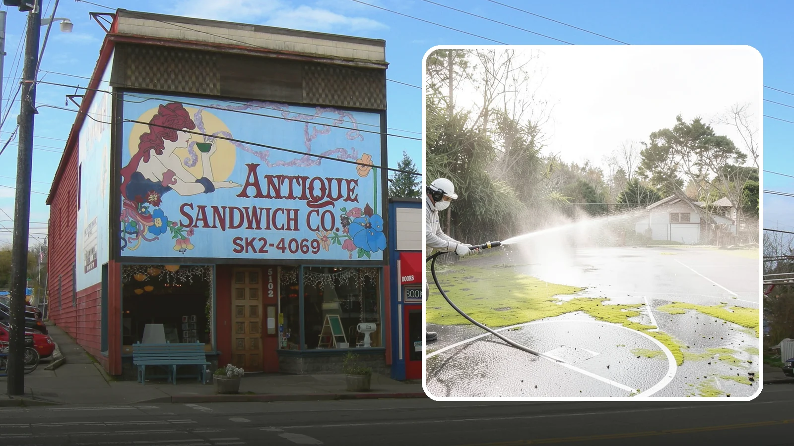 Basketball Court Cleaning in Ruston, Pierce County, WA - We clean residential and community basketball courts, clearing the moss and algae that make Washington sport surfaces dangerously...