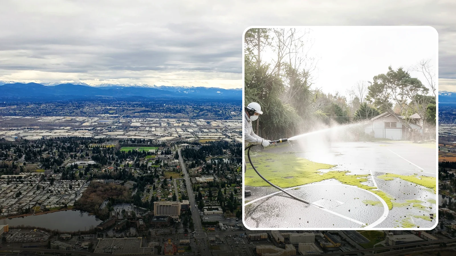 Basketball Court Cleaning in SeaTac, King County, WA - We clean residential and community basketball courts, clearing the moss and algae that make Washington sport surfaces dangerously...