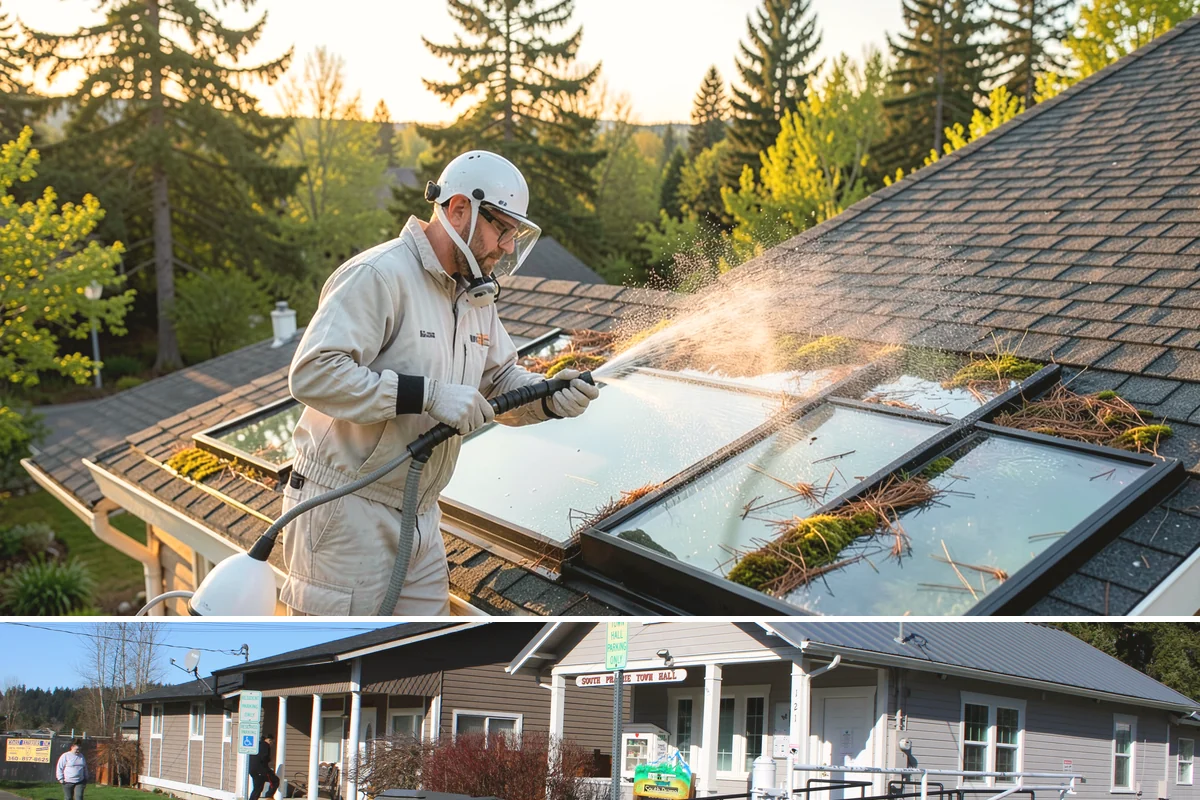 Basketball Court Cleaning in South Prairie, Pierce County, WA - Clean the court in late spring to shed winter moss before the outdoor playing season heats up.