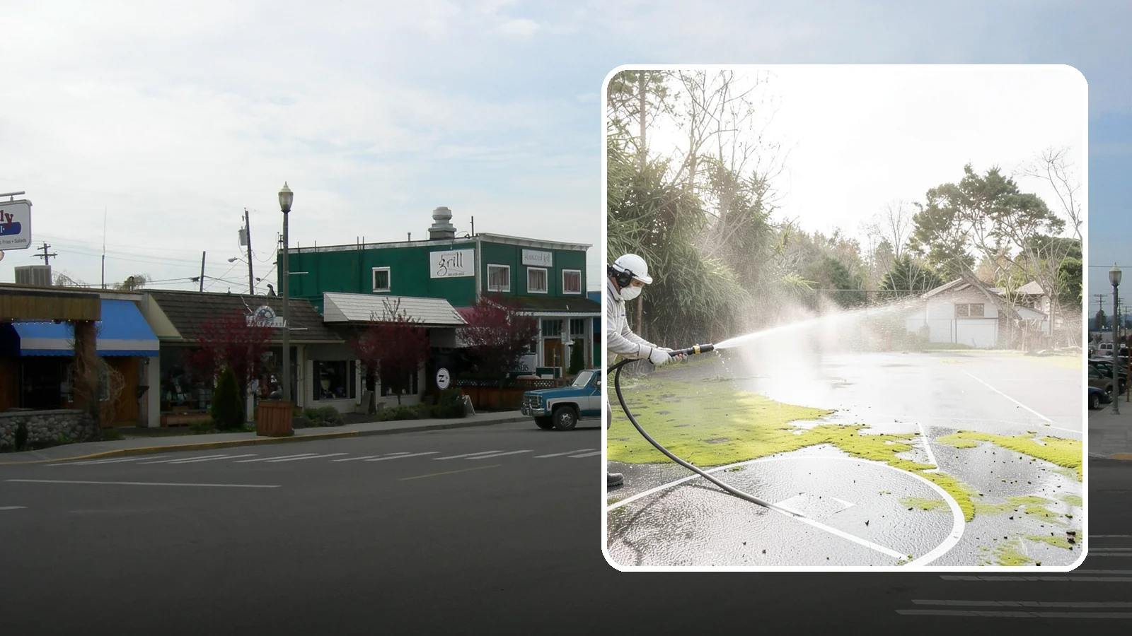 Basketball Court Cleaning in Stanwood, Snohomish County, WA - We clean residential and community basketball courts, clearing the moss and algae that make Washington sport surfaces dangerously...