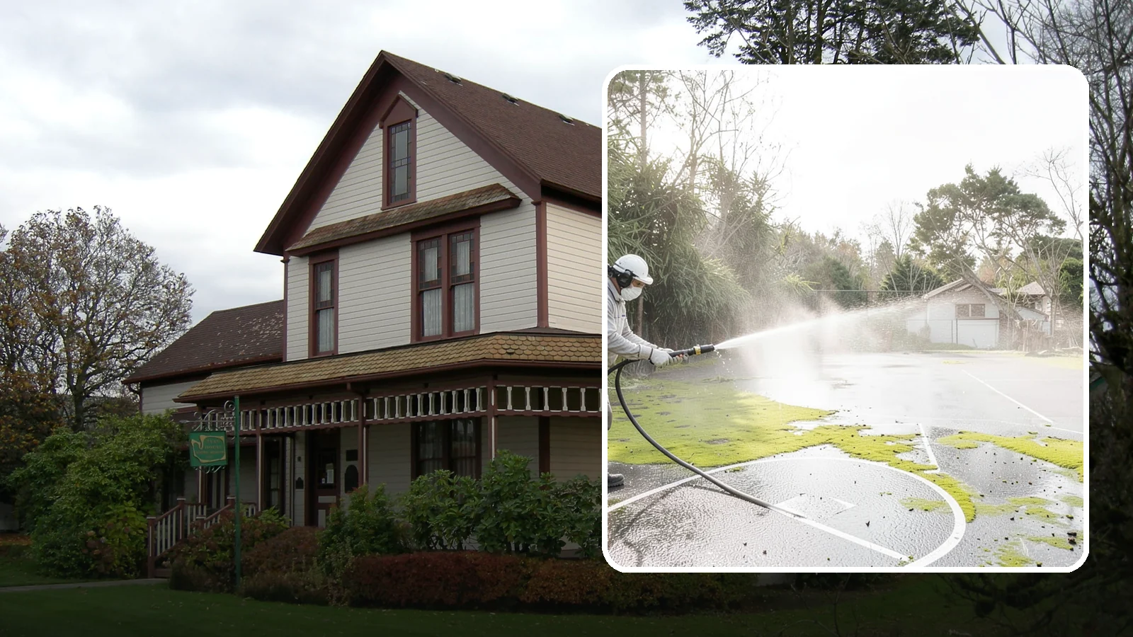 Basketball Court Cleaning in Sumner, Pierce County, WA - We clean residential and community basketball courts, clearing the moss and algae that make Washington sport surfaces dangerously...